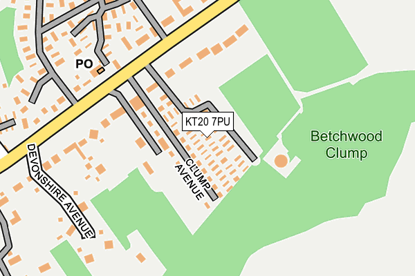 KT20 7PU map - OS OpenMap – Local (Ordnance Survey)