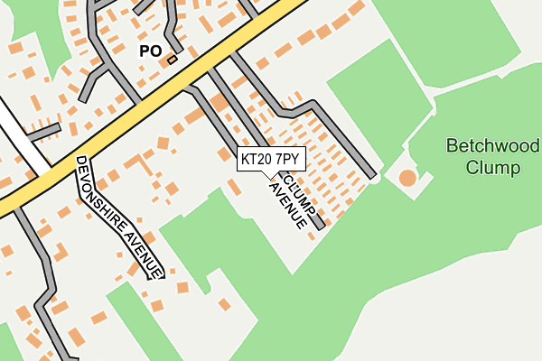 KT20 7PY map - OS OpenMap – Local (Ordnance Survey)