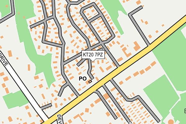 KT20 7PZ map - OS OpenMap – Local (Ordnance Survey)
