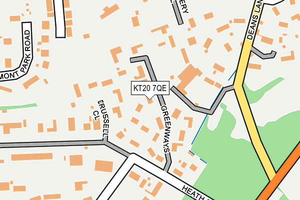 KT20 7QE map - OS OpenMap – Local (Ordnance Survey)