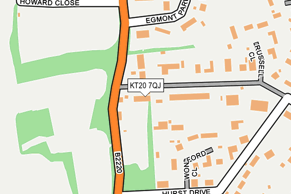 KT20 7QJ map - OS OpenMap – Local (Ordnance Survey)