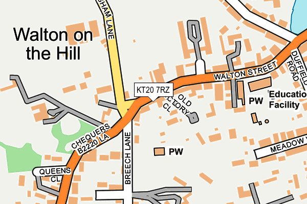 KT20 7RZ map - OS OpenMap – Local (Ordnance Survey)