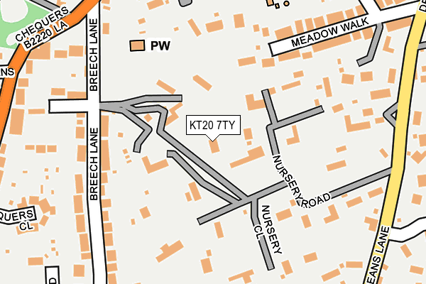 KT20 7TY map - OS OpenMap – Local (Ordnance Survey)