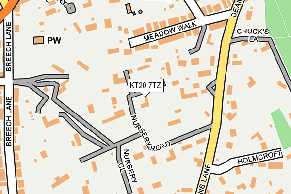 KT20 7TZ map - OS OpenMap – Local (Ordnance Survey)