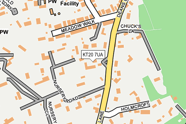 KT20 7UA map - OS OpenMap – Local (Ordnance Survey)