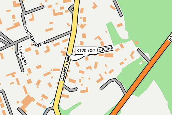 KT20 7XG map - OS OpenMap – Local (Ordnance Survey)