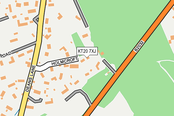 KT20 7XJ map - OS OpenMap – Local (Ordnance Survey)