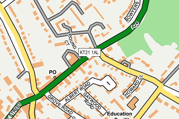 KT21 1AL map - OS OpenMap – Local (Ordnance Survey)