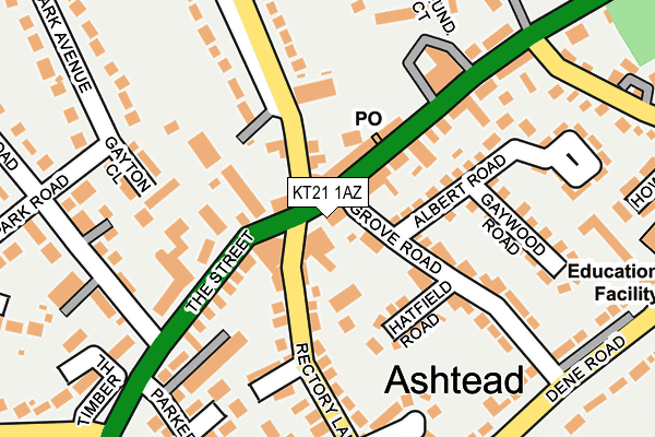 KT21 1AZ map - OS OpenMap – Local (Ordnance Survey)