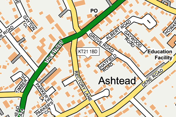 KT21 1BD map - OS OpenMap – Local (Ordnance Survey)