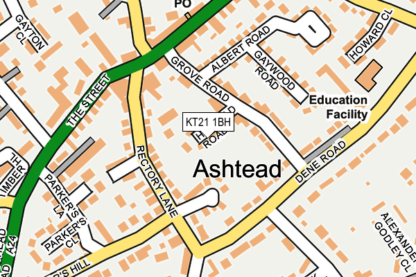 KT21 1BH map - OS OpenMap – Local (Ordnance Survey)