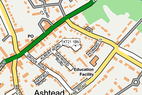 KT21 1BN map - OS OpenMap – Local (Ordnance Survey)