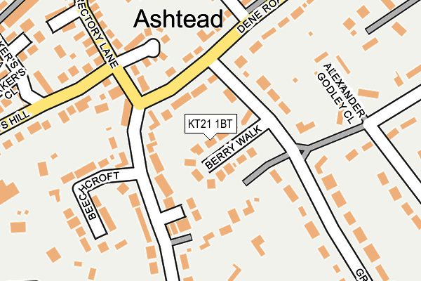 KT21 1BT map - OS OpenMap – Local (Ordnance Survey)