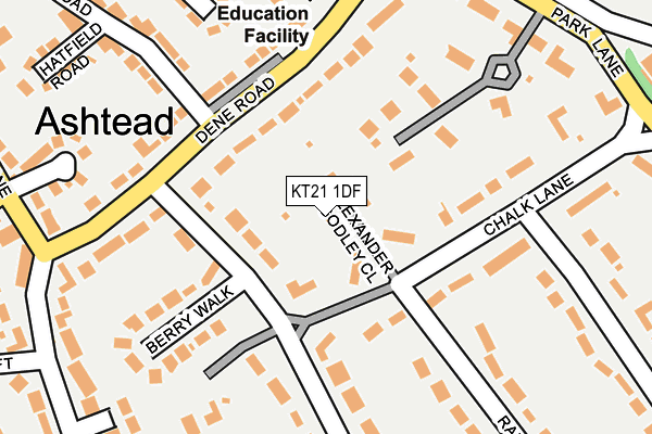 KT21 1DF map - OS OpenMap – Local (Ordnance Survey)