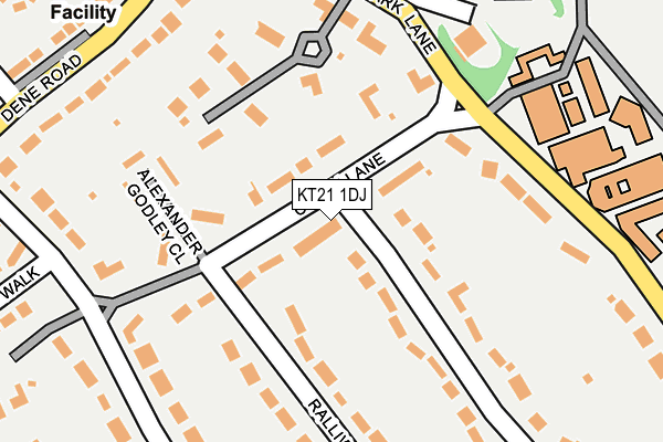 KT21 1DJ map - OS OpenMap – Local (Ordnance Survey)