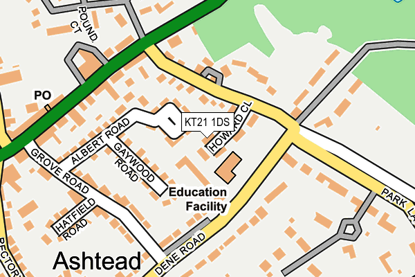 KT21 1DS map - OS OpenMap – Local (Ordnance Survey)
