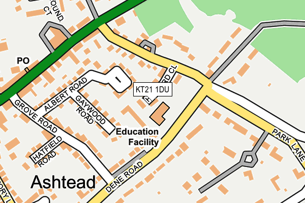 KT21 1DU map - OS OpenMap – Local (Ordnance Survey)