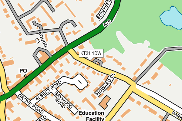 KT21 1DW map - OS OpenMap – Local (Ordnance Survey)