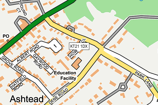 KT21 1DX map - OS OpenMap – Local (Ordnance Survey)