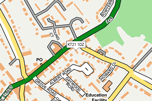 KT21 1DZ map - OS OpenMap – Local (Ordnance Survey)