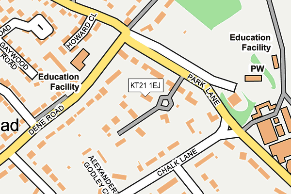 KT21 1EJ map - OS OpenMap – Local (Ordnance Survey)