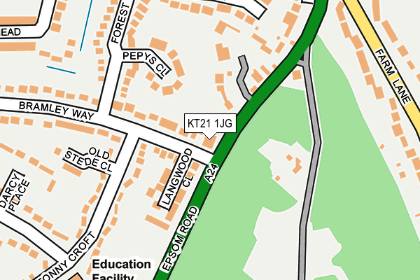 KT21 1JG map - OS OpenMap – Local (Ordnance Survey)