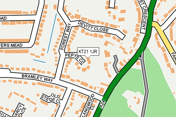 KT21 1JR map - OS OpenMap – Local (Ordnance Survey)
