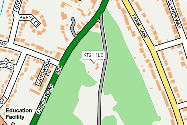 KT21 1LE map - OS OpenMap – Local (Ordnance Survey)