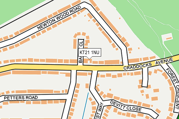 KT21 1NU map - OS OpenMap – Local (Ordnance Survey)
