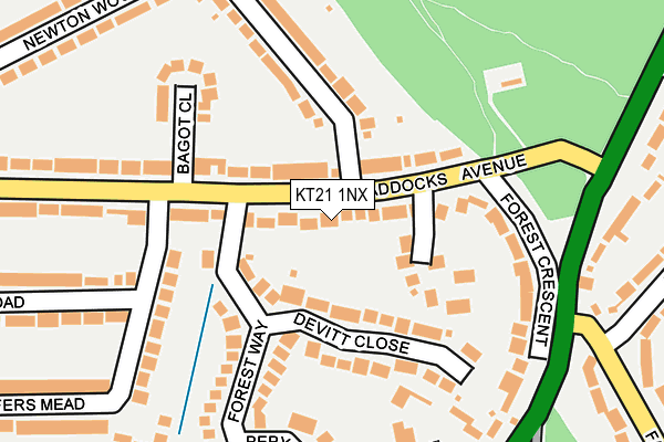 KT21 1NX map - OS OpenMap – Local (Ordnance Survey)