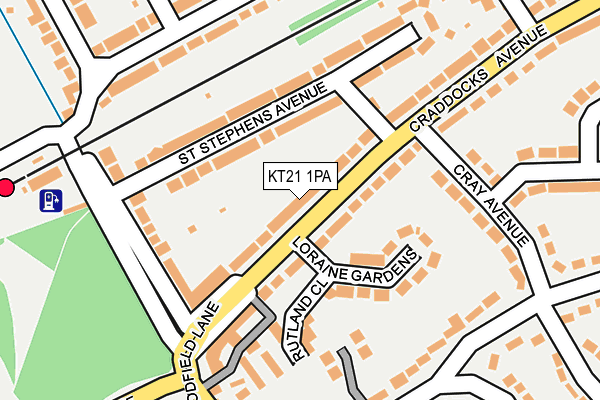 KT21 1PA map - OS OpenMap – Local (Ordnance Survey)