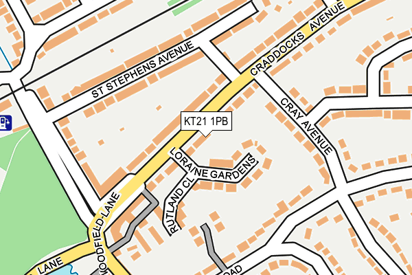 KT21 1PB map - OS OpenMap – Local (Ordnance Survey)