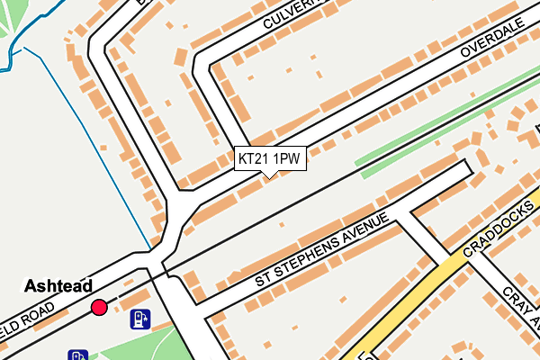 KT21 1PW map - OS OpenMap – Local (Ordnance Survey)
