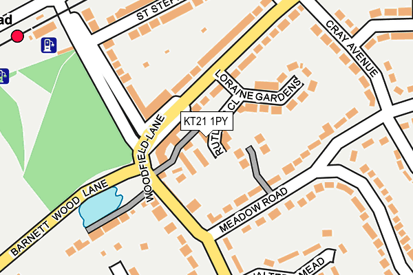 KT21 1PY map - OS OpenMap – Local (Ordnance Survey)