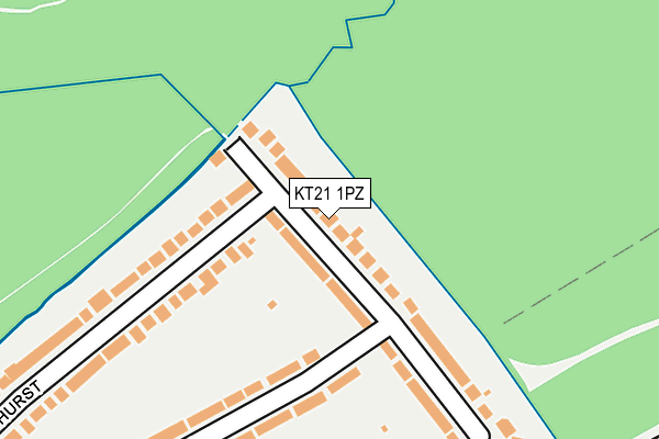 KT21 1PZ map - OS OpenMap – Local (Ordnance Survey)