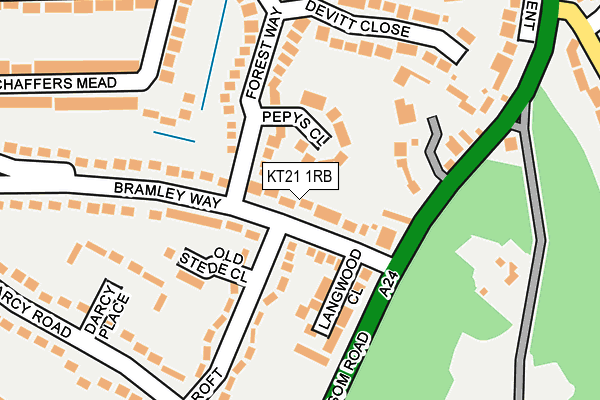 KT21 1RB map - OS OpenMap – Local (Ordnance Survey)