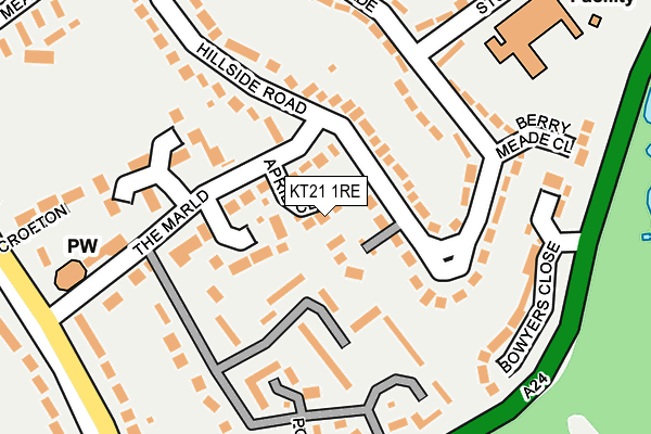 KT21 1RE map - OS OpenMap – Local (Ordnance Survey)