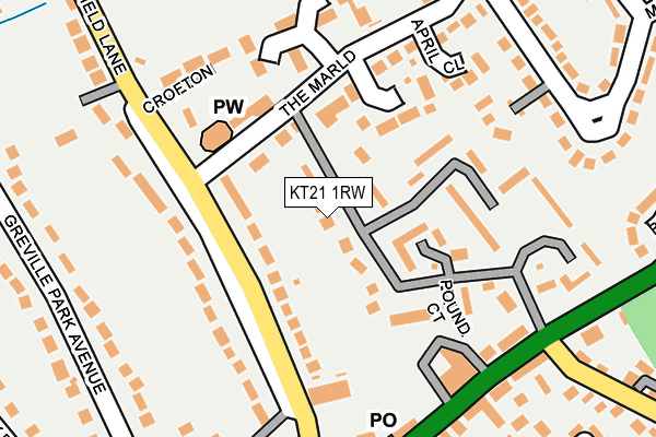 KT21 1RW map - OS OpenMap – Local (Ordnance Survey)