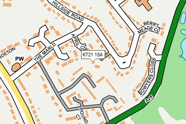 KT21 1SA map - OS OpenMap – Local (Ordnance Survey)