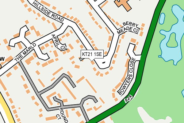 KT21 1SE map - OS OpenMap – Local (Ordnance Survey)