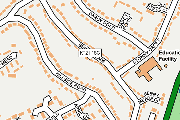 KT21 1SG map - OS OpenMap – Local (Ordnance Survey)