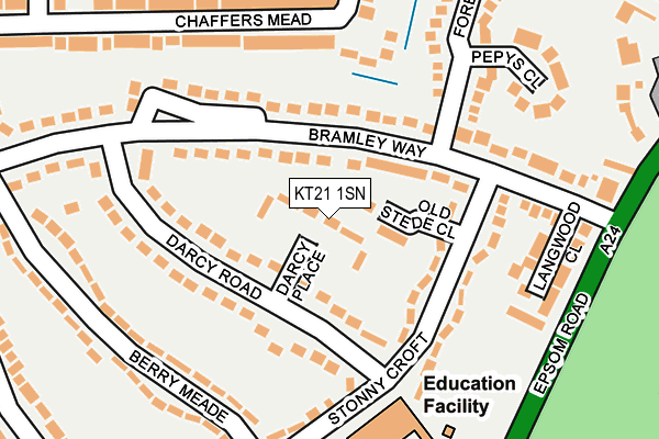 KT21 1SN map - OS OpenMap – Local (Ordnance Survey)