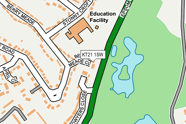 KT21 1SW map - OS OpenMap – Local (Ordnance Survey)
