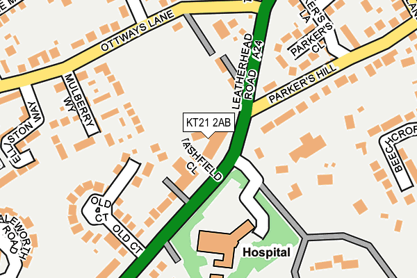 KT21 2AB map - OS OpenMap – Local (Ordnance Survey)