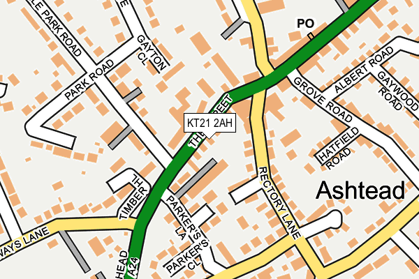 KT21 2AH map - OS OpenMap – Local (Ordnance Survey)