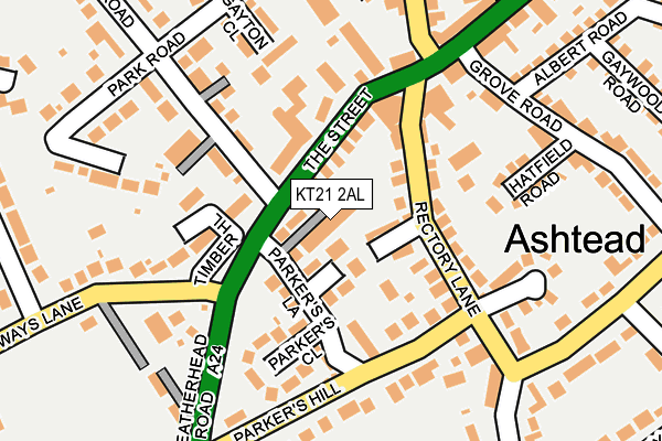 KT21 2AL map - OS OpenMap – Local (Ordnance Survey)