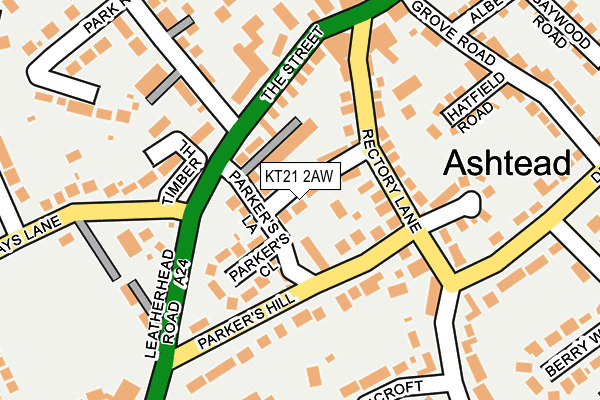 KT21 2AW map - OS OpenMap – Local (Ordnance Survey)