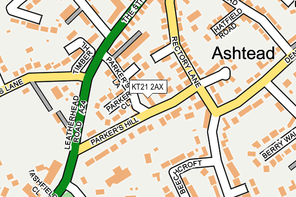 KT21 2AX map - OS OpenMap – Local (Ordnance Survey)