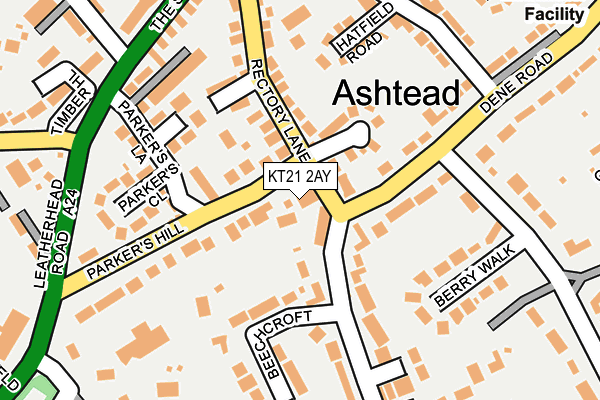 KT21 2AY map - OS OpenMap – Local (Ordnance Survey)