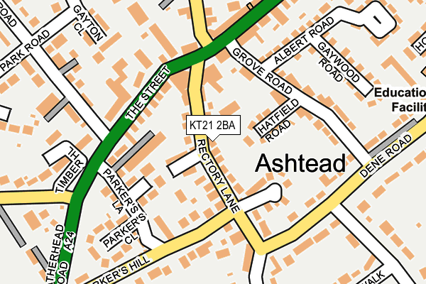 KT21 2BA map - OS OpenMap – Local (Ordnance Survey)